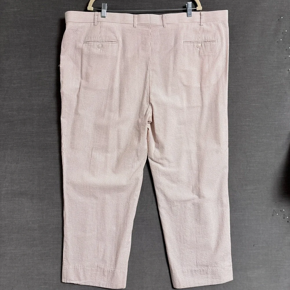 Seersuckers Trousers 48x28 Tan Striped Classic Dress Pants Summer Beach Wedding
